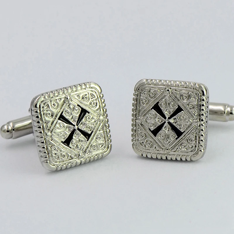 Тисненый витиеватый узор мужские запонки для рубашки серебряные пули со