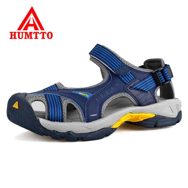 Blue B Humtto летние уличные мужские и женские походные сандалии дышащие мужские пляжные сандалии из натуральной кожи обувь для альпинизма - Цвет: Blue B