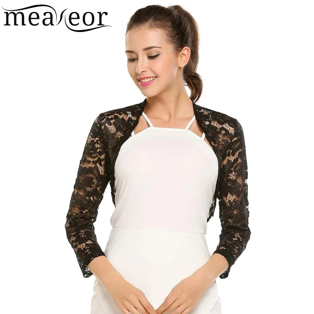 Meaneor женские кружевные осенние кардиганы с цветочным рисунком открытые спереди