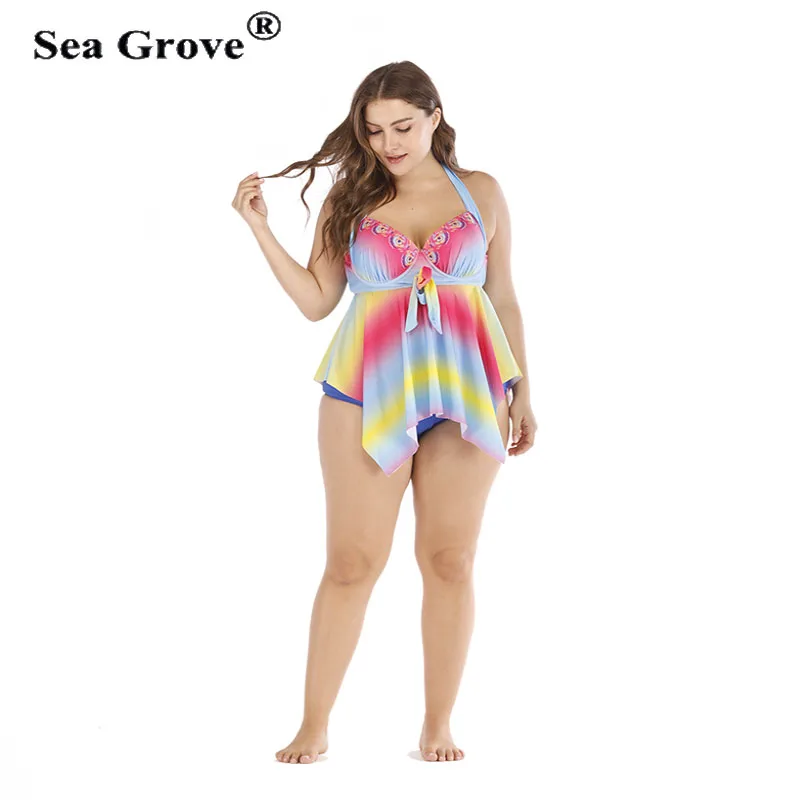 Купальник большого размера женский слитный купальник с воланом купальный костюм