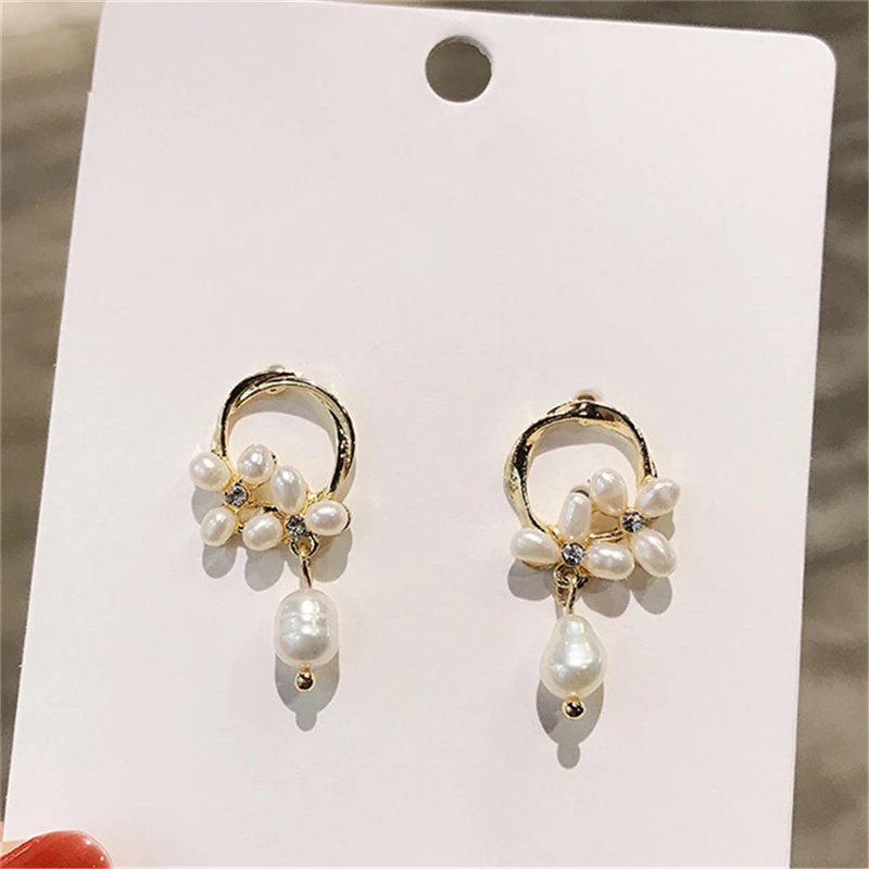 CANNER простой золотой цвет пресноводный жемчуг серьги кольца для женщин маленький