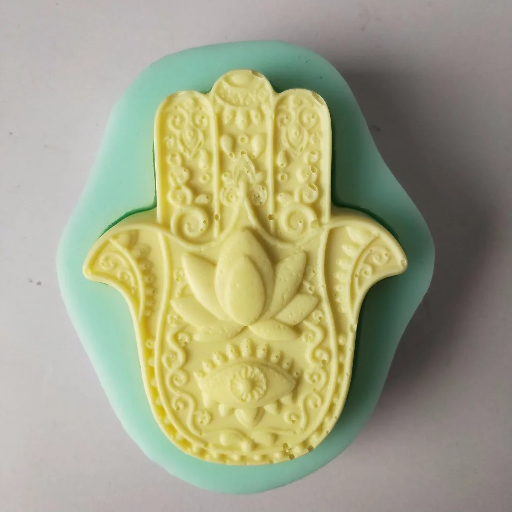 PRZY QT0122 HAMSA Lotus в ладони силиконовая форма для мыла Khamsah DIY изготовления рука Фатимы