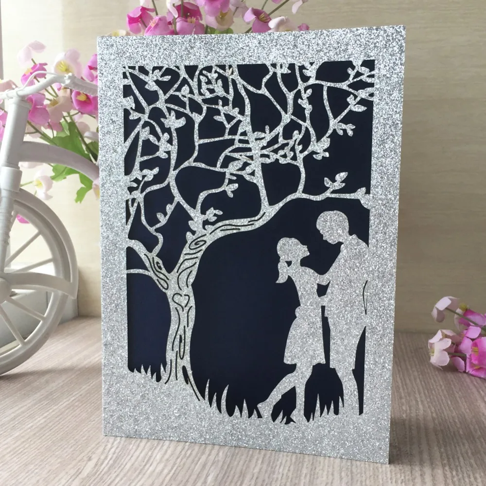 100 шт. лазерная резка Блестящий розовый золотой серебряный цвет романтическая