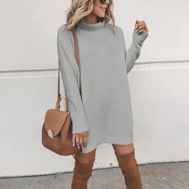 New fashion Elegant knitted Sweater Women's half Turtleneck Casual knitting soft sweaters Long sleeve Pullover solid female | Женская