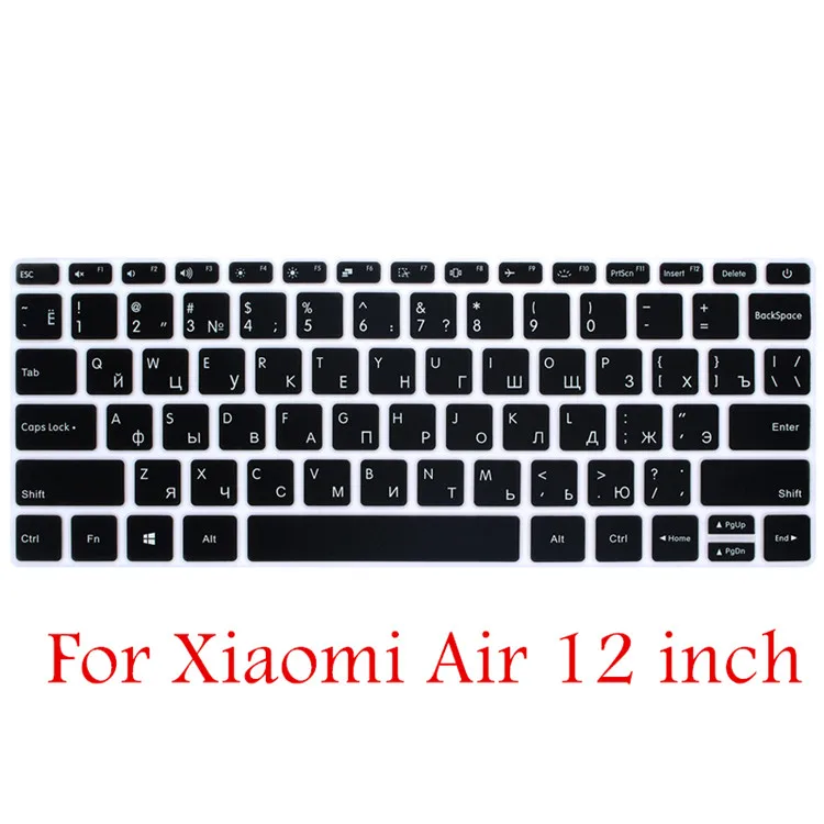 Силиконовая русская клавиатура чехол для Xiaomi mi ноутбука Air 12,5 13,3 Pro 15,6 Клавиатура для ноутбука Защитная пленка для Xiao mi 12 13 - Цвет: Black 12 inch