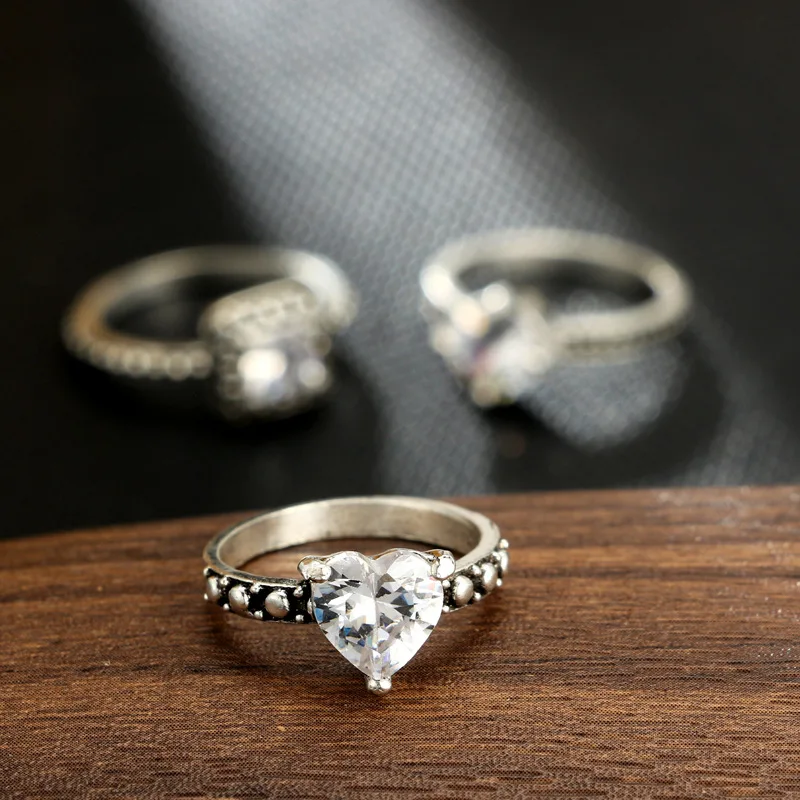 Silver Star Moon Rings Set for Women Girl Geometric Open Knuckle Midi 4pcs/1set | Украшения и аксессуары