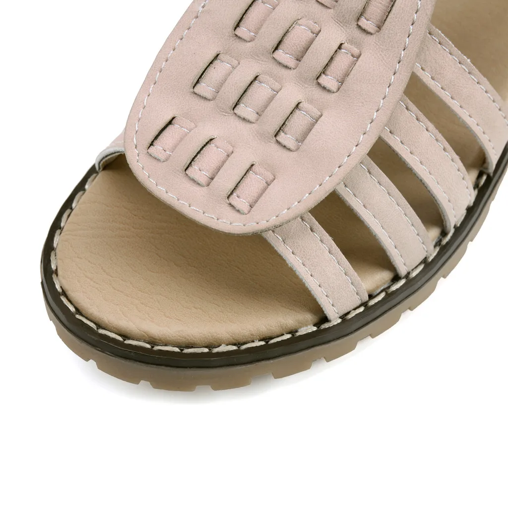 SAGACE/богемные сандалии Женская летняя однотонная обувь на плоской подошве в