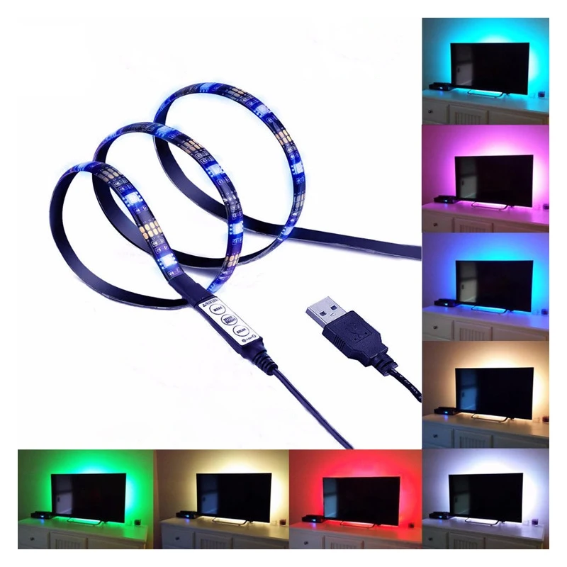 Водонепроницаемая светодиодная лента USB 5 в RGB лампа 5050 SMD 1 м 2 3 регулируемая