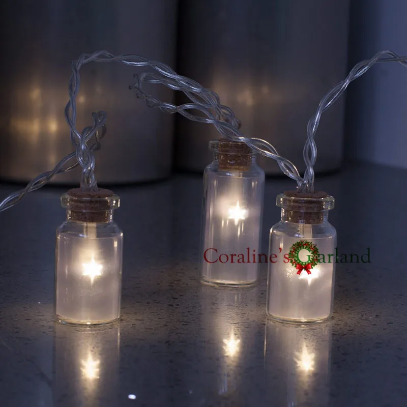 Новинка стеклянная банка мини битва светодиодный гирлянды с 20 батарейками для