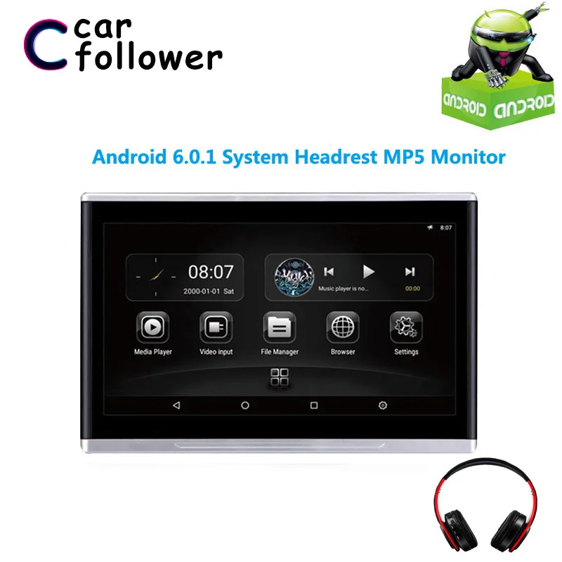 10 1 дюймовый сенсорный экран Android 6 0 Автомобильный подголовник монитор HD 1080P видео