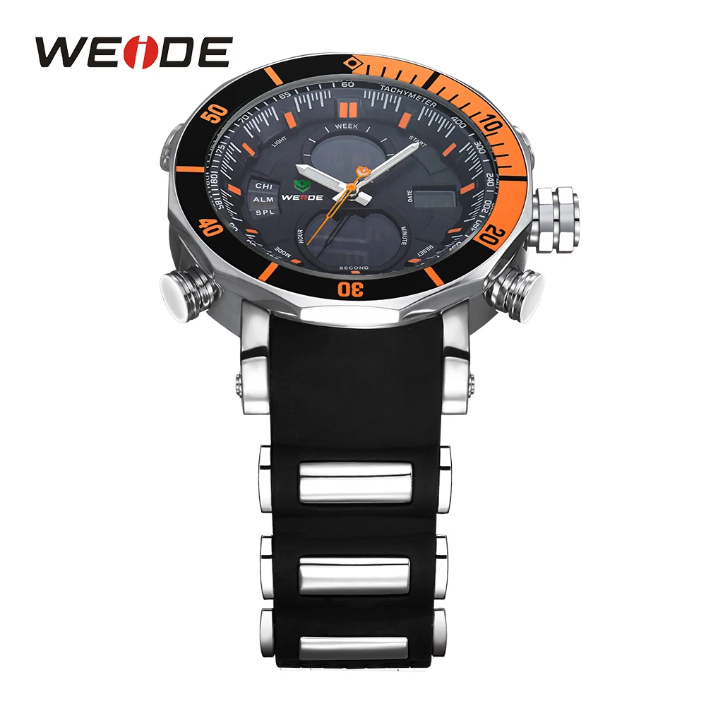 WEIDE Горячая Распродажа Спортивный Хронограф Секундомер повторитель Автоматическая Дата Будильник Аналоговый кварцевый цифровой силиконовый ремешок наручные часы