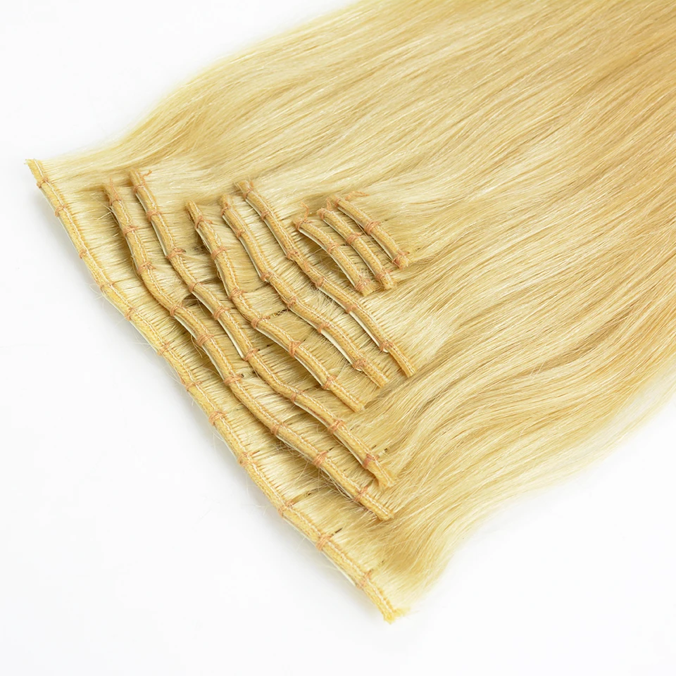 BAISI бразильские волосы Remy на заколке для наращивания #613 блонд прямые 10 шт./компл.
