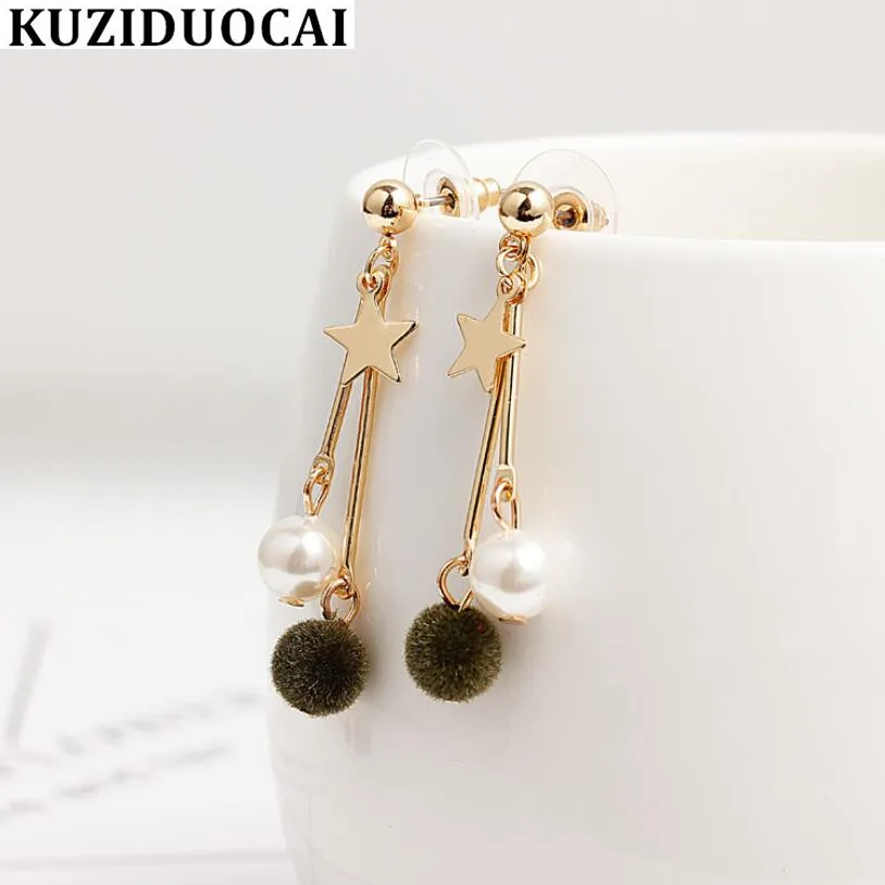 Kuziduocai новые модные ювелирные изделия золотого цвета звезда жемчуг плюшевый шар