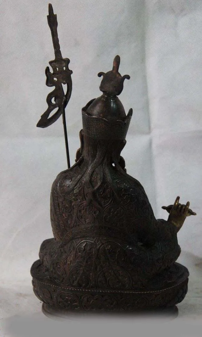 16&quot Tibet Buddhism Copper Bronze Lotus Padmasambhava master Monk Buddha Statue | Дом и сад