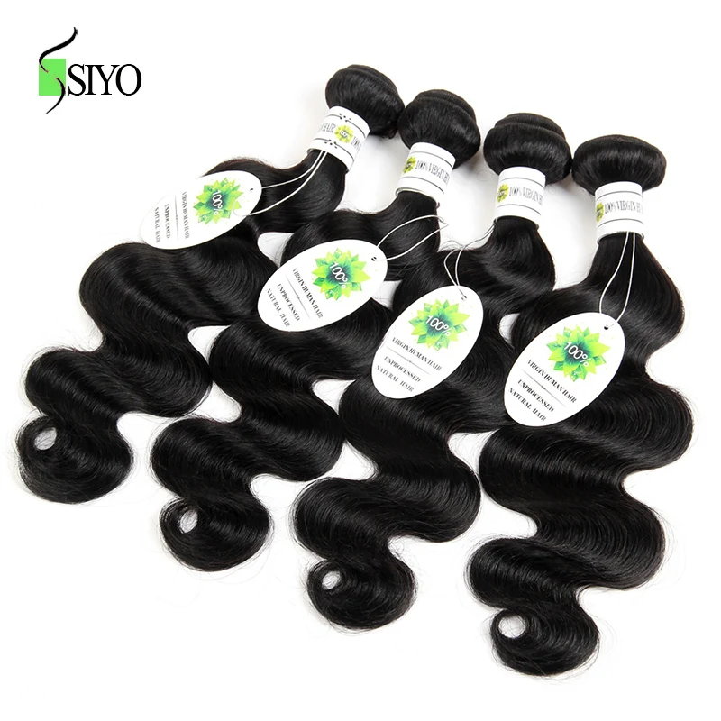 SIYO Malaysian Body Wave 3 Bundles With Lace Closure Human Hair bundles with closure non Remy Weave extensions |