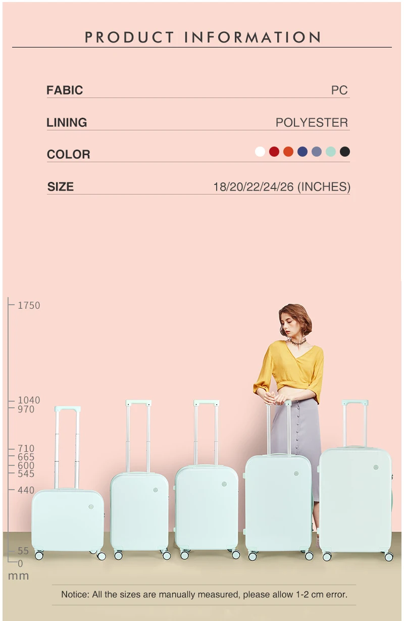 Mixi PC Men Women Luggage Suitcase Travel Trolley Case Mute Spinner Wheels Rolling Luggage Case TSA Lock Carry Ons M9236