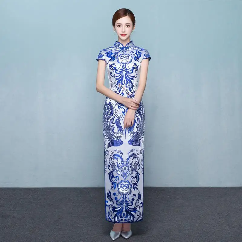 Сексуальные тонкие вечерние платья Cheongsam в винтажном китайском стиле, женское свадебное вечернее платье Qipao, Элегантное Длинное платье без рукавов в стиле ретро Vestidos - Цвет: style - 6