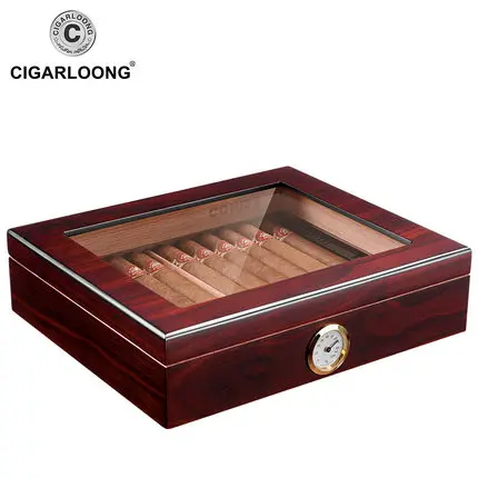 CIGARLOONG кедровое дерево дорожный увлажнитель для сигар магниты увлажнитель с гигрометром для Cohiba хьюмидор для сигар чехол Рождественская коробка CLA-0101 - Цвет: Бежевый
