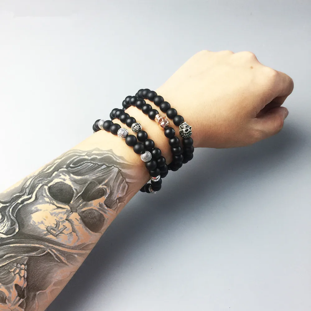 8 мм Obsidian Matt Beads & Silver Kathmandu Cross Hero Karma браслеты 2018 модный DIY браслет ювелирное