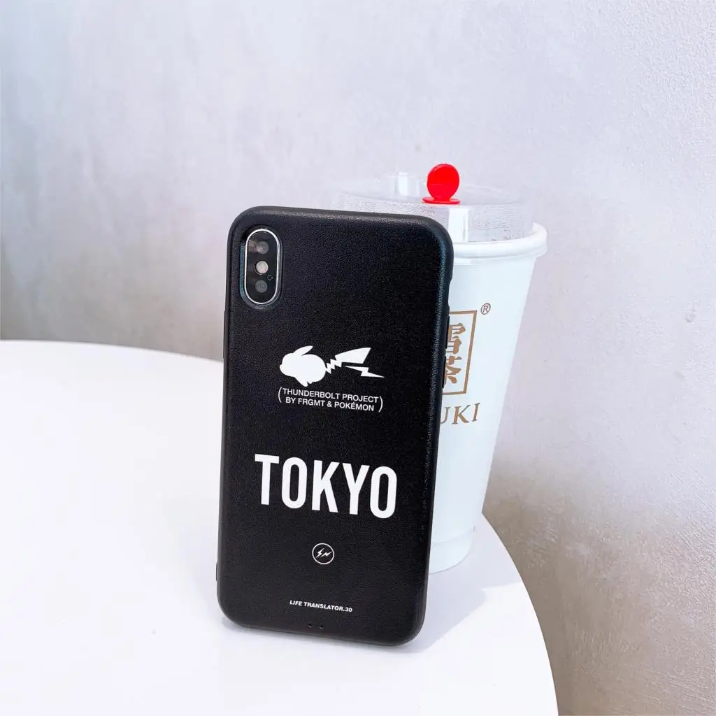 Мода Аниме тренд простые однотонные Токио цвет Пикачу тенты пара чехол для iPhone 8 7
