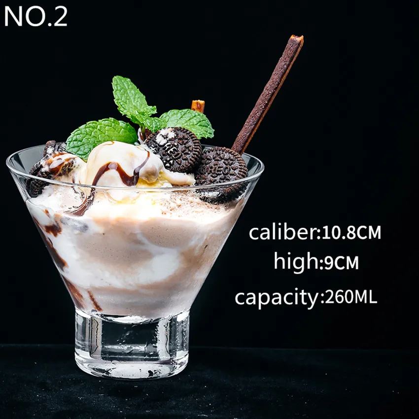 No.2 1PCS Lead-free Glass Ice Cream Juice Dessert Drink Cup Breakfast Milk Cup Coffee Tea Glass European Fruit Salad Container - Цвет: No.2