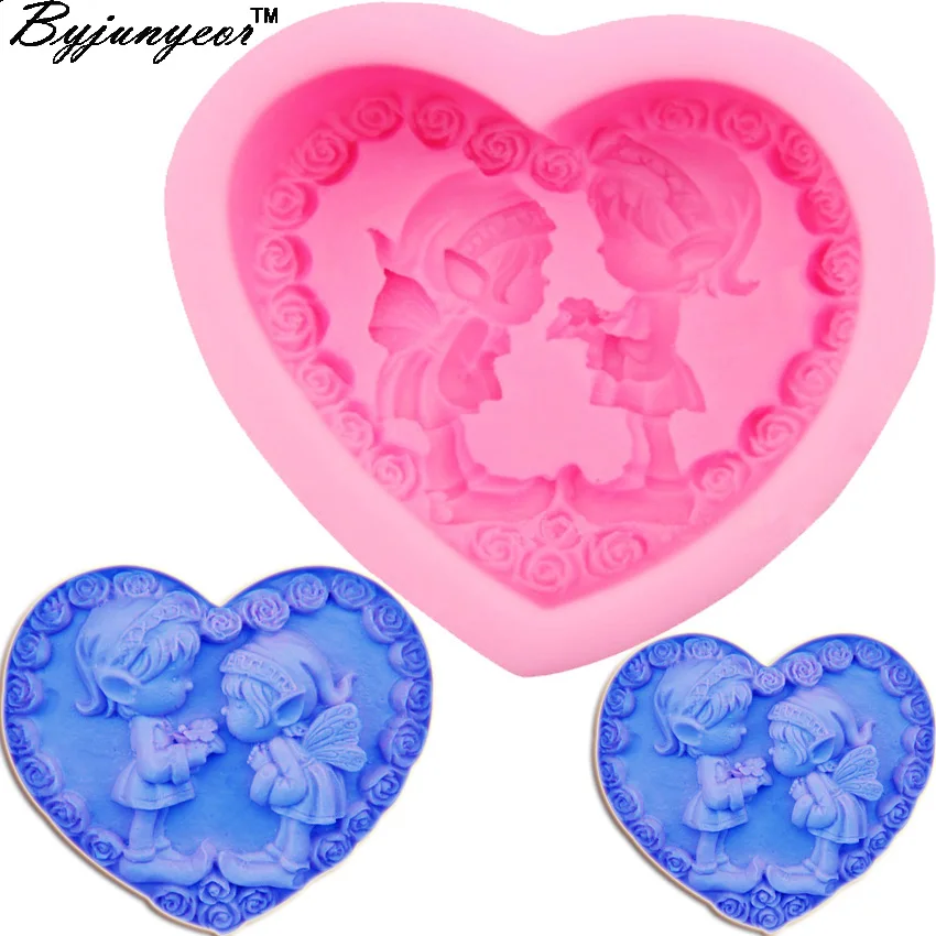 S023 Lover Boy & Angel 3D соевый воск для свечей ароматическая форма мыла Силиконовые формы