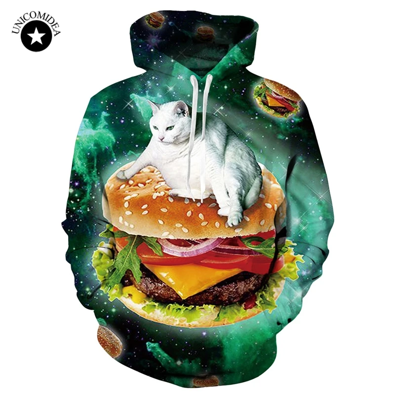 

Plus Size Funny Galaxy Hamburg Cat Printed 3D Men Hoodies Women Sweatshirts Autumn Winter Hooded Pullover Casual Tracksuits