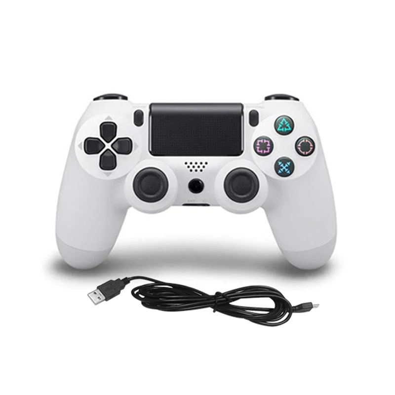 Белый Проводной игровой контроллер для PS4 контроллер для sony Playstation 4 USB кабель двойной шок пульт дистанционного управления геймпады джойстик консоль контроллер - Цвет: Белый