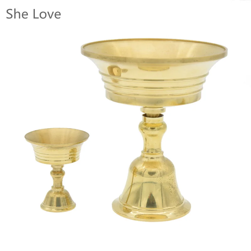 Медный подсвечник масляная лампа держатель тибетское масло латунь товары