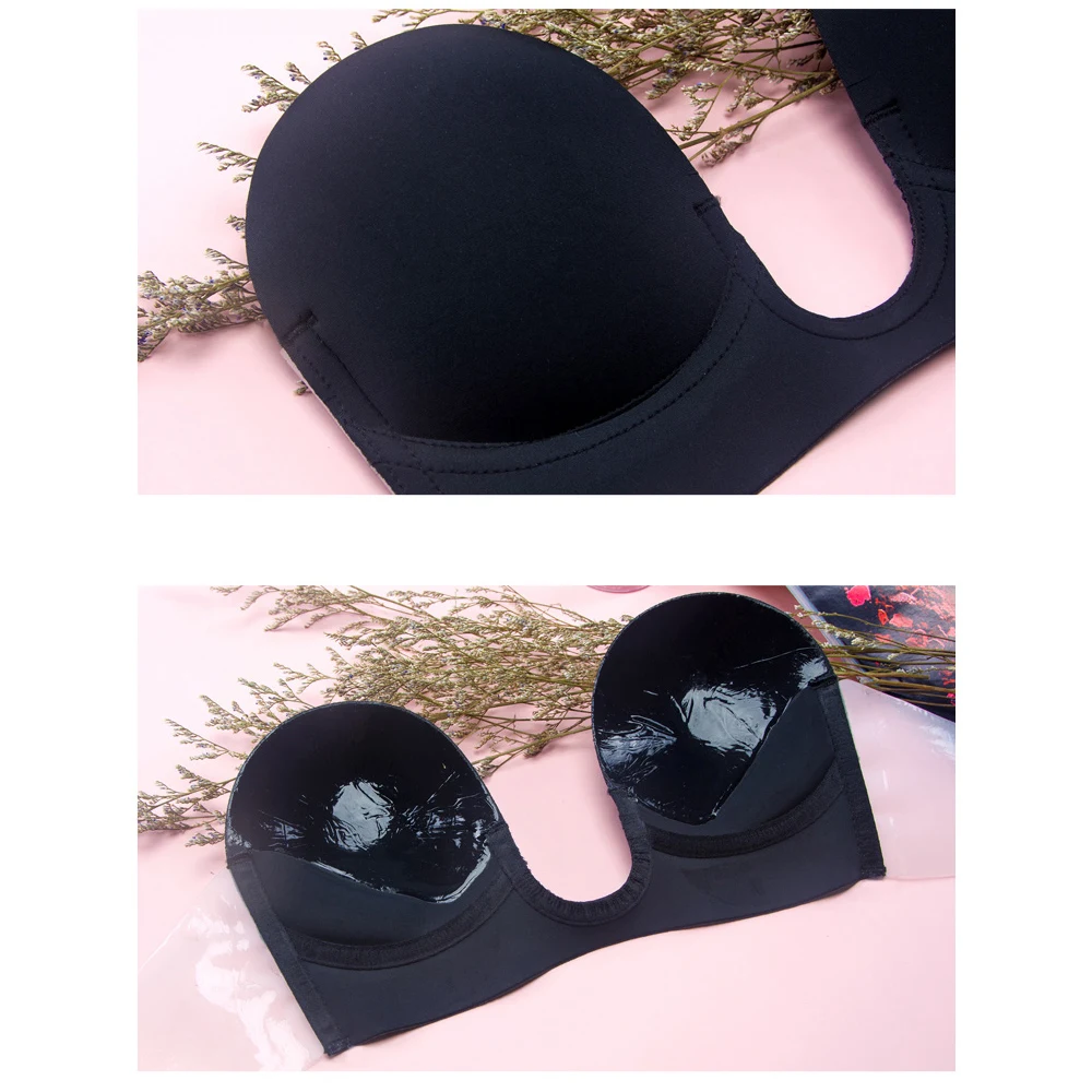 Стиль новый дамы без бретелек сексуальный бюстгальтер Пушап силиконовый