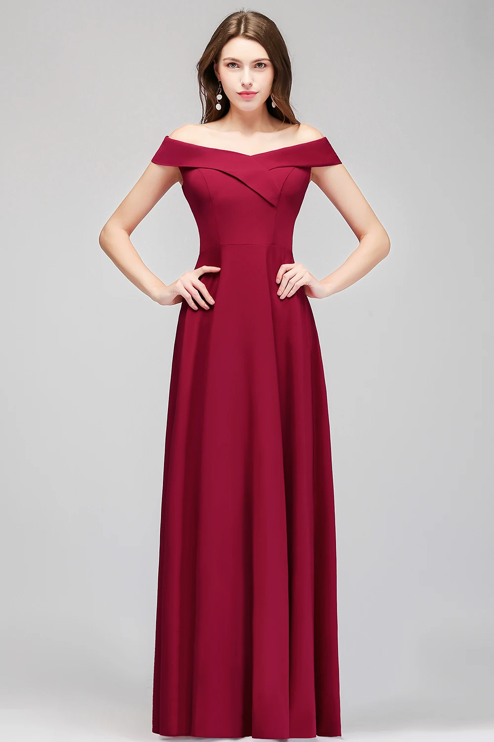 Robe de soiree Sexy Off The Shoulder Burgundy Evening Dresses Long Satin Prom Dress Formal Party Gown | Свадьбы и торжества