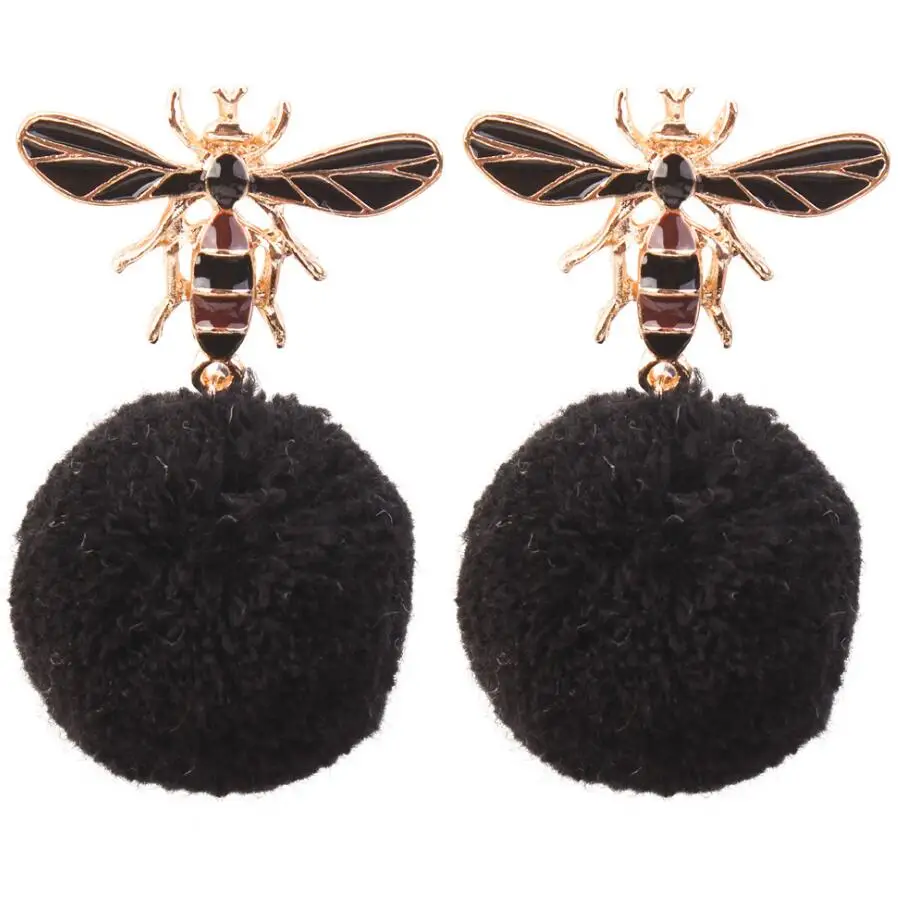 Модный дизайн металлическая пчела с большим помпоном аксессуар для модных