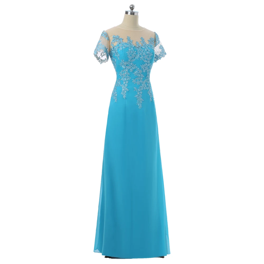 Бирюзовые платья для матери невесты трапециевидные шифоновые с рукавами