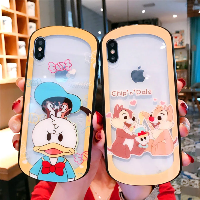Мультфильм закаленное стекло чехол для iPhone X XR XS MAX 8 7 6s plus милый Dumbo Алиса