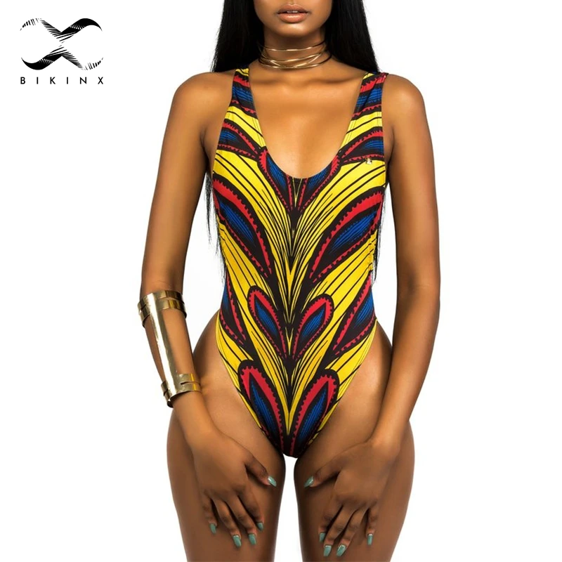 Bikinx африканские купальники женские 2018 High cut сексуальное боди пуш ап купальник
