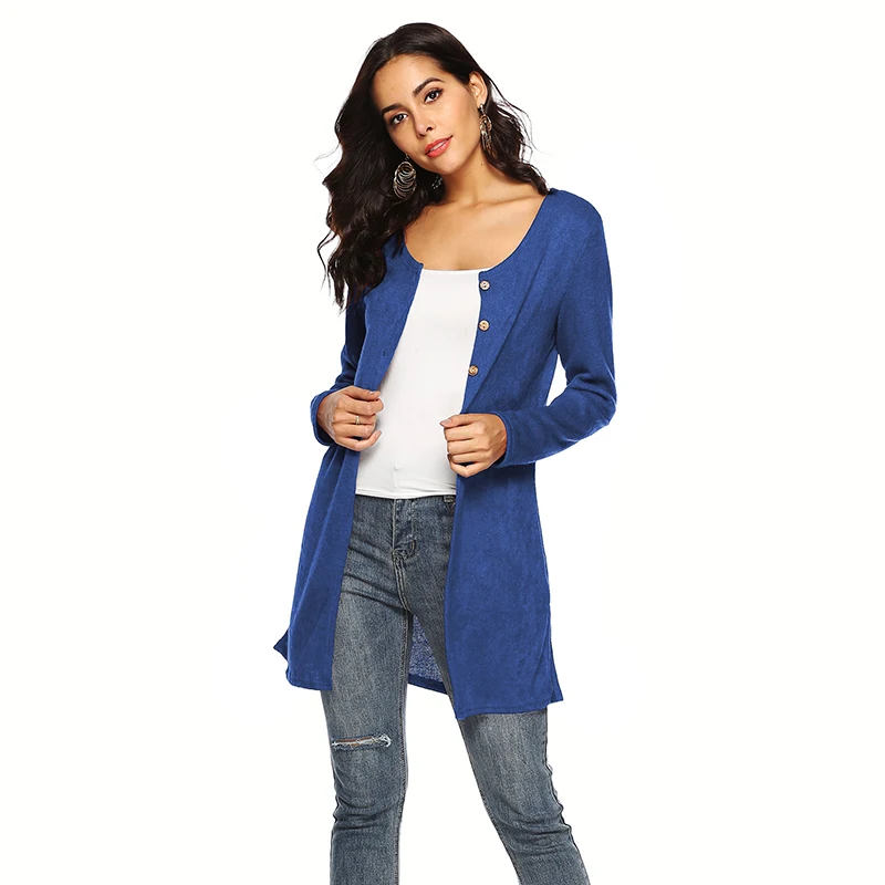 Women Outerwear New 2020 Autumn European Style Sweater Fashion Slim Coats Clothing O-Neck Button Regular Cardigans |