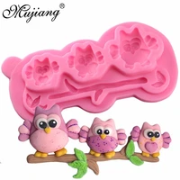 mujiang 3d owl silicone mold for baking mould baby party fondant cake decorating tools sugar candy chocolate polymer clay molds