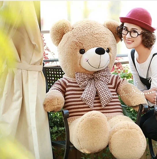 Плюшевый медведь в свитере большие размеры 120 см плюшевые игрушки стиле ретро 6