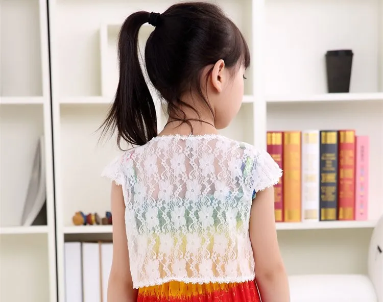 Открытое кружевное Подходящее платье короткий рукав белые короткие кардиган для