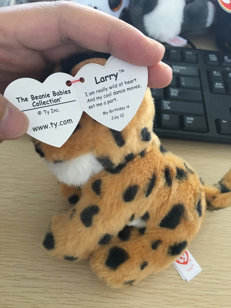 Ty Beanie Babies 15 см Ларри коричневая Рысь плюшевая обычная мягкая Набивная