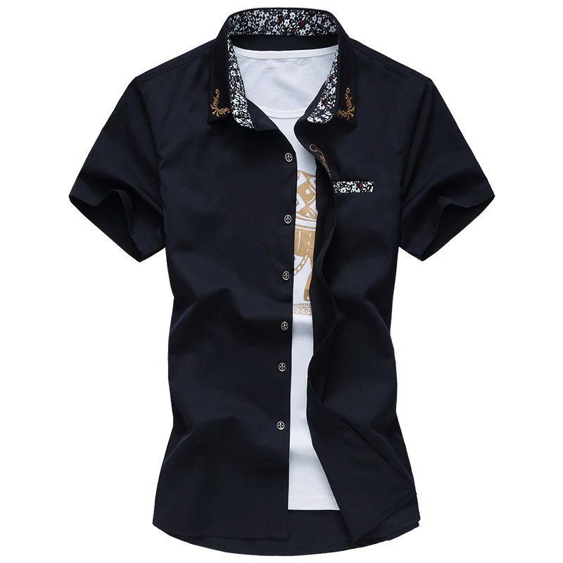 Рубашка мужская оверсайз с коротким рукавом модная сорочка в повседневном и