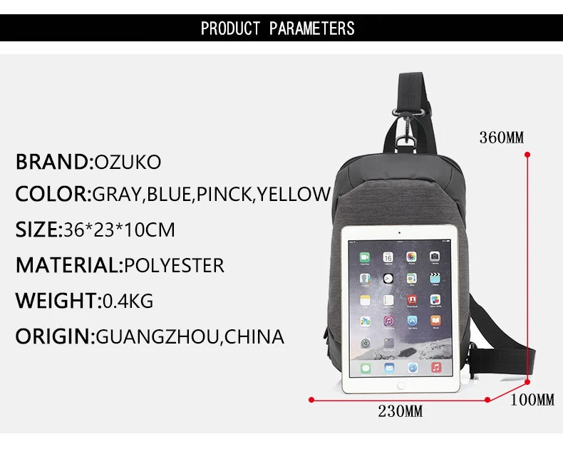 New Crossbody Bags Fashion Men Shoulder Bags 9.7 inch Ipad Chest Pack Woemn Male Short Trip Messengers Bag