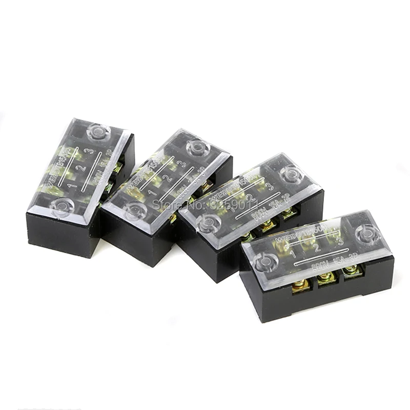1PCS TB-1503 3 Positions Dual Rows 600V 15 A Wire Barrier Block Terminal Strip black copper | Terminals