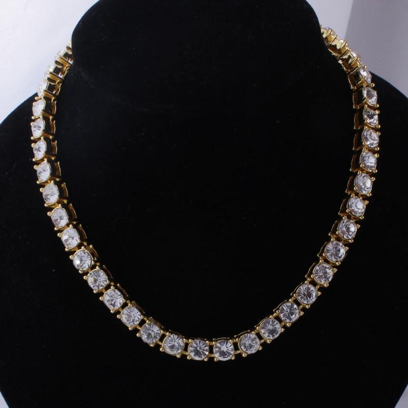 Hip Hop CZ Miami Cuban Choker 18" Cuban& 20" Full Iced Cuban& 1 Row CZ Crystal Chain Combo Set