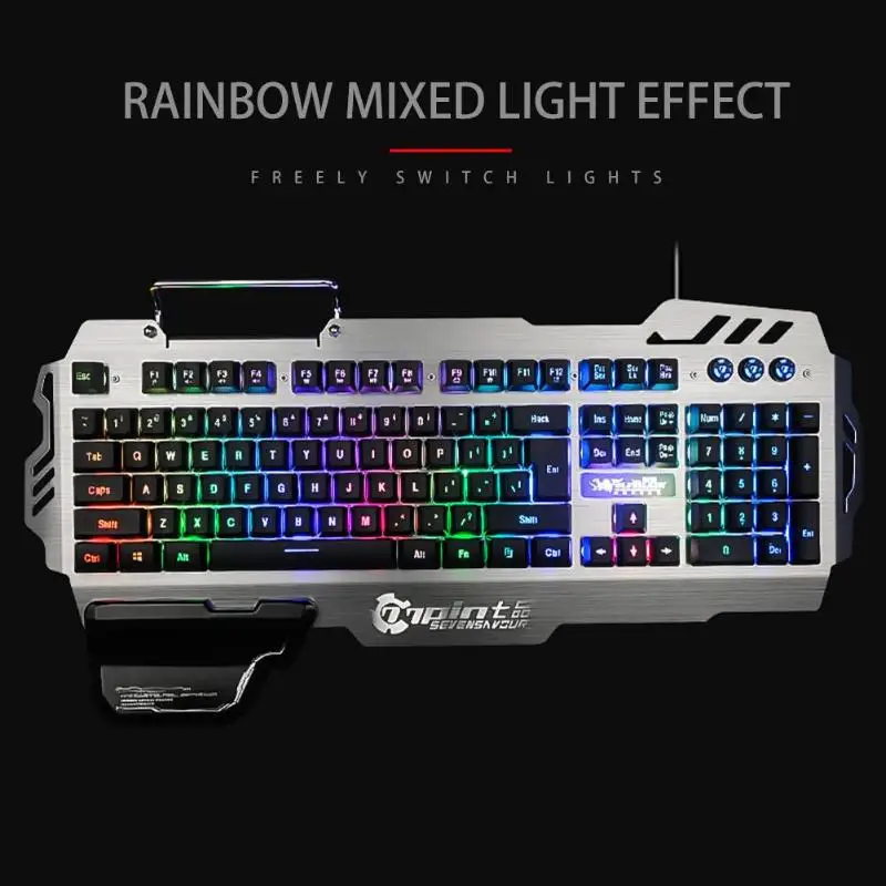 PK-900 игровая клавиатура RGB смешанный цвет подсветка 7pin Компьютерные клавиатуры с подставкой для мобильного телефона держатель для ПК ноутбук Настольный