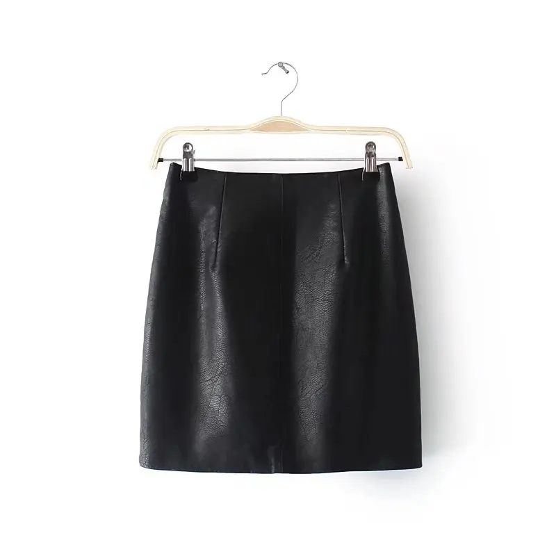 Yuuyiwa Women's new rivet embroidered Pu Faux leather skirt Straight Above Knee Mini Women Skirts Jupe Femme Faldas Mujer | Женская