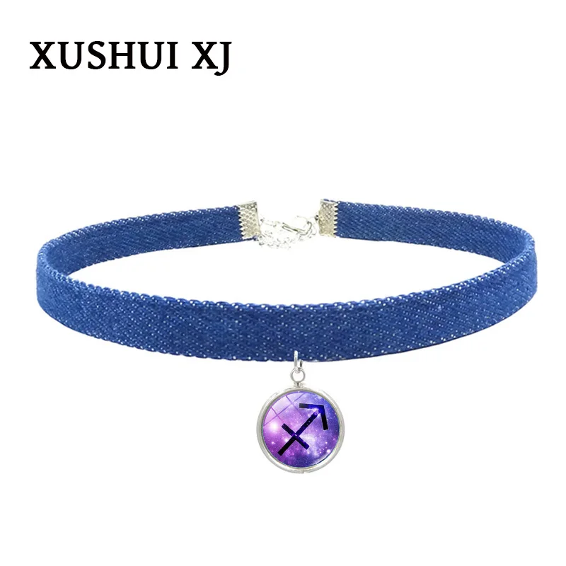 2018 Новая мода 12 Созвездие Цепочки и ожерелья зодиака Стекло кабошон ювелирных