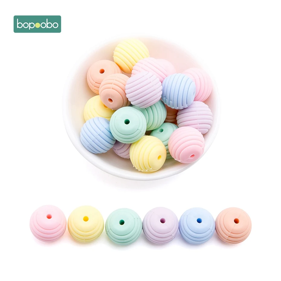 Candy Color Bopoobo силиконовые спиральные бусины 20 шт 15 мм Силиконовая Круглая DIY аксессуары для кормящих ювелирных изделий сотовые бусины BPA Бесплатный Детский Прорезыватель - Цвет: Candy Color