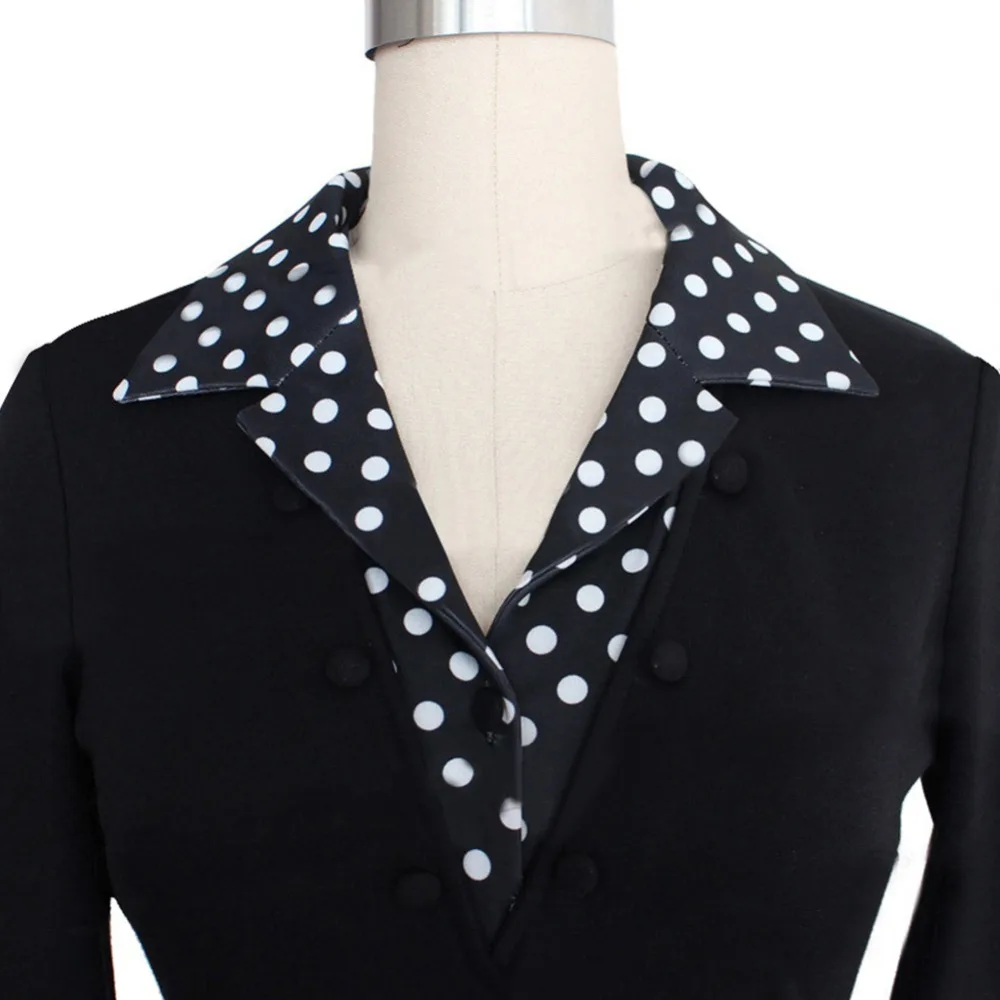 Женское офисное платье в горошек элегантное облегающее черное карандаш с