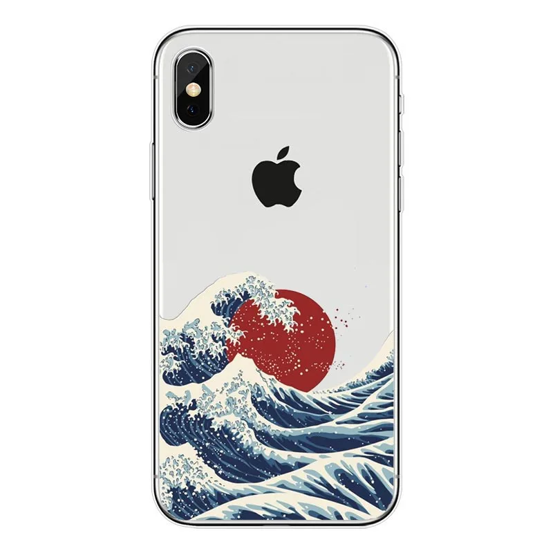The Great Wave off Kanagawa задняя крышка мягкий чехол для телефона чехлы iPhone 7 6s 6 8 8Plus X XS 11 12